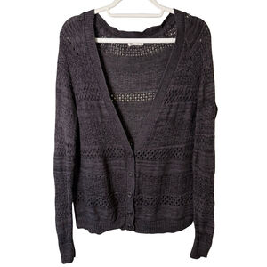 GRG Montreal Elegant Charcoal Knit Cardigan Boho Knit Crochet Size P S